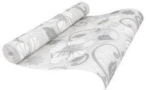 Papel parede 3D c/ padrão flores 10x0,53 m não-tecido cinza