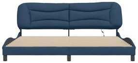 Estrutura de cama com LED sem colchão 200x200 cm tecido azul