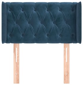 Cabeceira de cama c/ abas veludo 83x16x78/88 cm azul-escuro