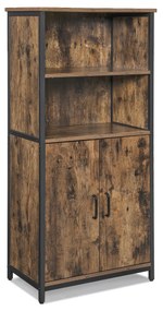 Armário de chão com portas e prateleira ajustável | VASAGLE | 60 x 35 x 124,5 cm | castanho rústico e preto | LSC66BX.