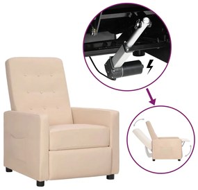 vidaXL Poltrona elevatória tecido cor creme