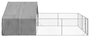 Canil exterior para cães com corredor 6x3x1,9 m aço galvanizado