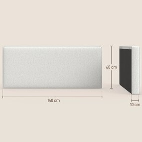 Cabeceira de cama de linho para fixação na parede, 140 x 60 cm, cabeceira suspensa e estofada para quarto, creme