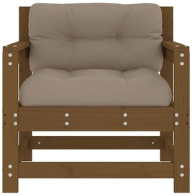Cadeiras de jardim c/ almofadões 2pcs pinho maciço castanho-mel