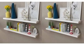 vidaXL Prateleiras de parede 4 pcs branco 100 cm