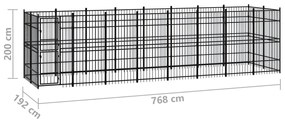 Canil de exterior 14,75 m² aço