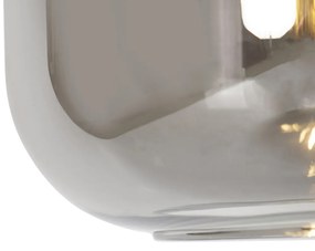 Candeeiro de suspensão inteligente preto com dourado e vidro fumê incl. Wifi G95 - Zuzanna