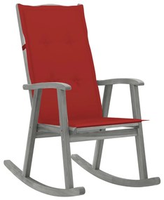 3064215 vidaXL Cadeira de baloiço com almofadões acácia maciça cinzento