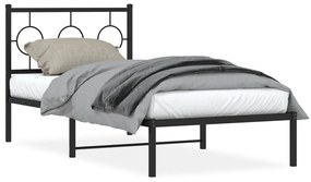 vidaXL Estrutura de cama com cabeceira 90x190 cm metal preto