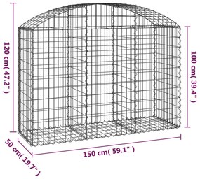 Cesto gabião arqueado 150x50x100/120 cm ferro galvanizado