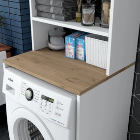 Móvel para Máquina de Lavar KD101 – Branco Nogueira – 65x183,6x60 cm