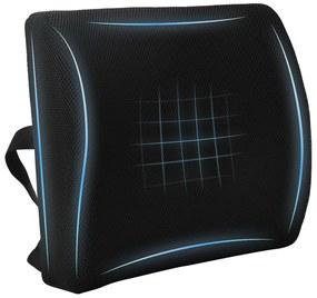 vidaXL Travesseiro para Costas Preto 35,5 x 30 x 12 cm Com rede