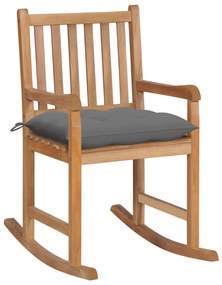 Cadeira de baloiço com almofadão cinzento teca maciça