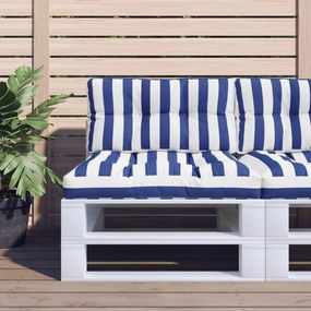 Almofadão para sofá de paletes 70x40x12 cm tecido azul/branco