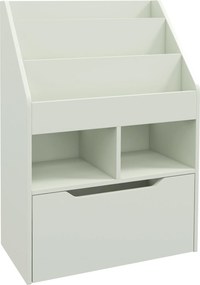 HOMCOM Estante de Madeira para Brinquedos com 3 Compartimentos 2 Prateleiras e Gaveta Móvel com 4 Rodas 60x29,9x90 cm Verde | Aosom Portugal
