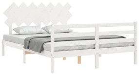 Estrutura de cama com cabeceira 140x200cm madeira maciça branco