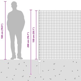 Cerca Euro com 10 Postes Cinza 1,5x10 m Aço