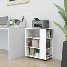 Móvel com rodas 60x35x75 cm contraplacado branco brilhante