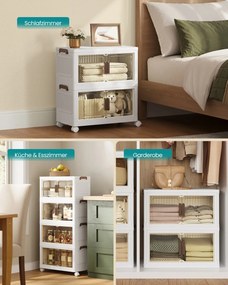 Caixas de armazenamento em Plástico 31 x 55 x 111 cm com 4 níveis e 1 tampa Branco