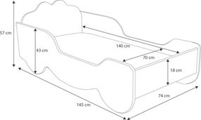 Cama infantil Kareta princesa 140x70 multicolorida - colchão e estrado incluído