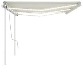 Toldo retrátil manual com LED 6x3,5 m cor creme