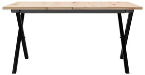 Mesa de centro estrutura em X 80x80x45 cm pinho e aço
