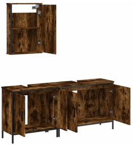 3 pcs conjunto de móveis WC madeira processada carvalho fumado