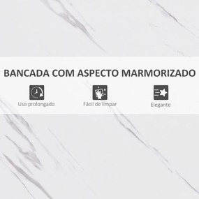 Mesa de Bar Mesa Alta (BANCOS NÃO INCLUIDOS) com Bancada de Efeito Marmorizado e Pés de Metal Estilo Moderna para Cozinha Bistro Cafeteria 120x40x100c