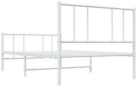 Estrutura de cama com cabeceira e pés 90x190 cm metal branco