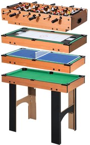 HOMCOM Mesa Multi-Jogos 4 em 1 Mesa de Jogos para Crianças acima de 6 Anos Matraquilho para Crianças Mesa de Bilhar Mesa de Ping-Pong 87x43x73 cm Madeira e Preto