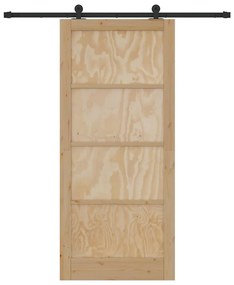Porta Deslizante com Conjunto de Hardware 93x211 cm Madeira Sólida de