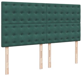 Cama com molas/colchão 180x200 cm veludo verde-escuro