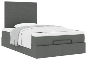 Estrutura cama otomana colchão 120x200cm tecido cinzento escuro