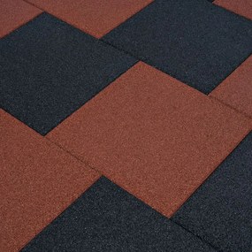 91786 vidaXL Ladrilhos prot. contra quedas 6 pcs borracha 50x50x3cm vermelho