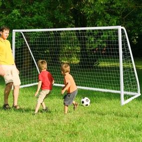 Baliza de futebol portátil para crianças Baliza de futebol e rede de pátio com estrutura em PVC resistente Fácil de montar 365 x 120 x 182 cm