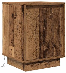 Mesas cabeceira c/ luzes LED 2 pcs 38x34x50 cm madeira velha
