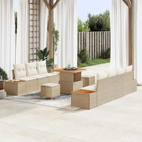 Conjunto de Sofá de Jardim vidaXL com Almofadas Bege Polirattan Acácia
