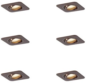 Conjunto de 6 focos embutidos redondos bronze escuro GU10 50mm IP44 - Alberto