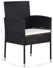 5 pcs conjunto de jantar para jardim preto