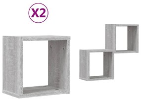Conjunto de 2 prateleiras de cubo para parede , cinza sonoma, 26x15x26