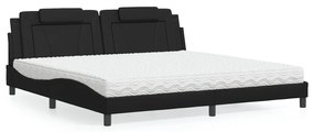 vidaXL Cama com colchão 200x200 cm couro artificial preto
