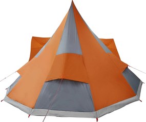 Tenda Familiar Tipi Cinza e Laranja Impermeável para 12 Pessoas