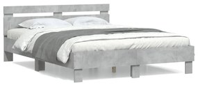 vidaXL Estrutura de cama c/ cabeceira derivados madeira cinza-cimento