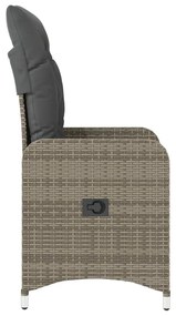 Cadeiras jardim reclináveis 2 pcs c/ almofadões vime PE cinza