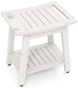 Costway Taburete de Ducha de HIPS con Asa Impermeable con Estante Inferior para Baño 41 x 31,5 x 43,5 cm Blanco