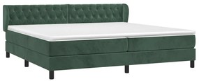 Cama com molas/colchão 200x200 cm veludo verde-escuro