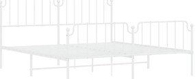 Estrutura de cama com cabeceira e pés 183x213 cm metal branco
