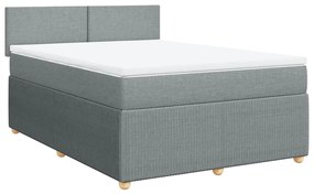 Cama com molas/colchão 140x190 cm tecido cinzento-claro