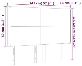 Cabeceira de cama c/ LED veludo 147x16x118/128 cm verde-escuro