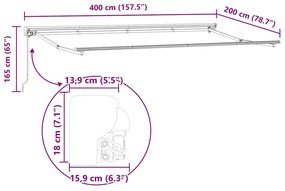 Toldo Retrátil Manual Castanho 400x200 cm
